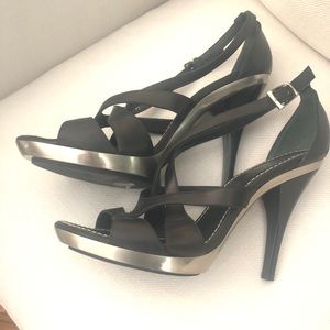 Barbara Bui black leather strapped 4inch heel